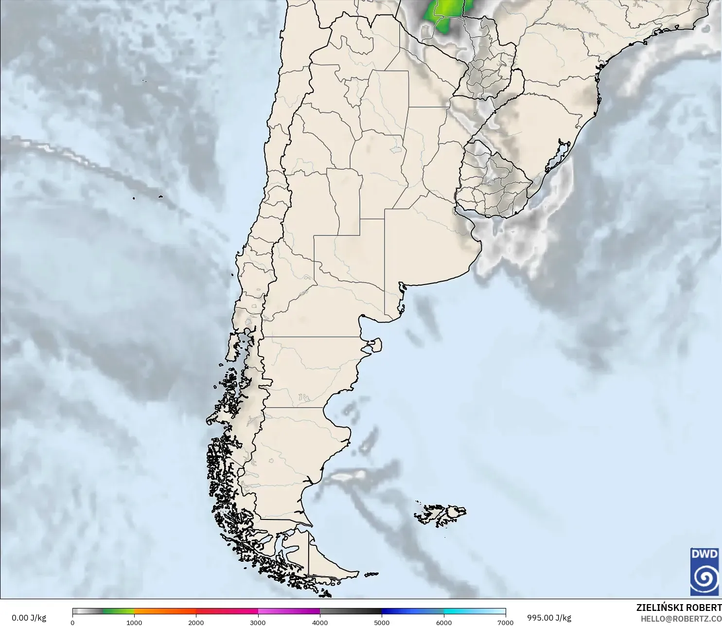 ICON model - Argentina, CAPE