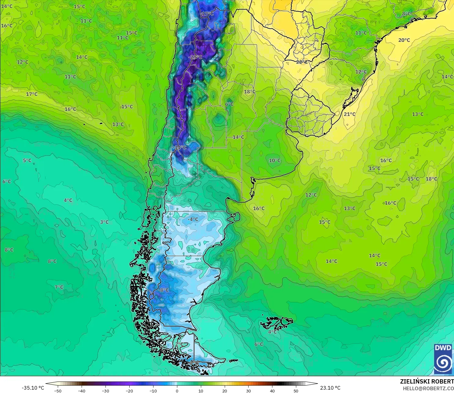 ICON model - Argentina, Titik Embun 2 m
