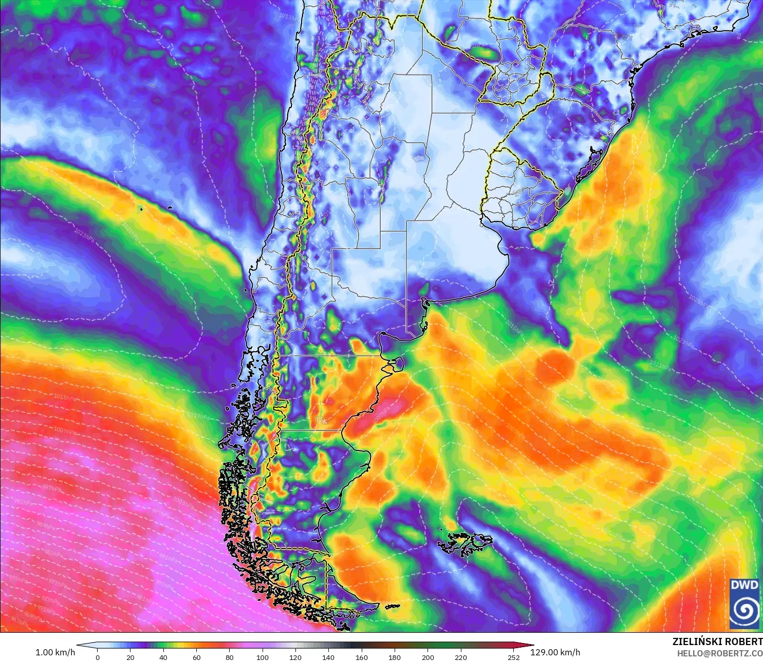 ICON model - Argentina, Puncak Hembusan