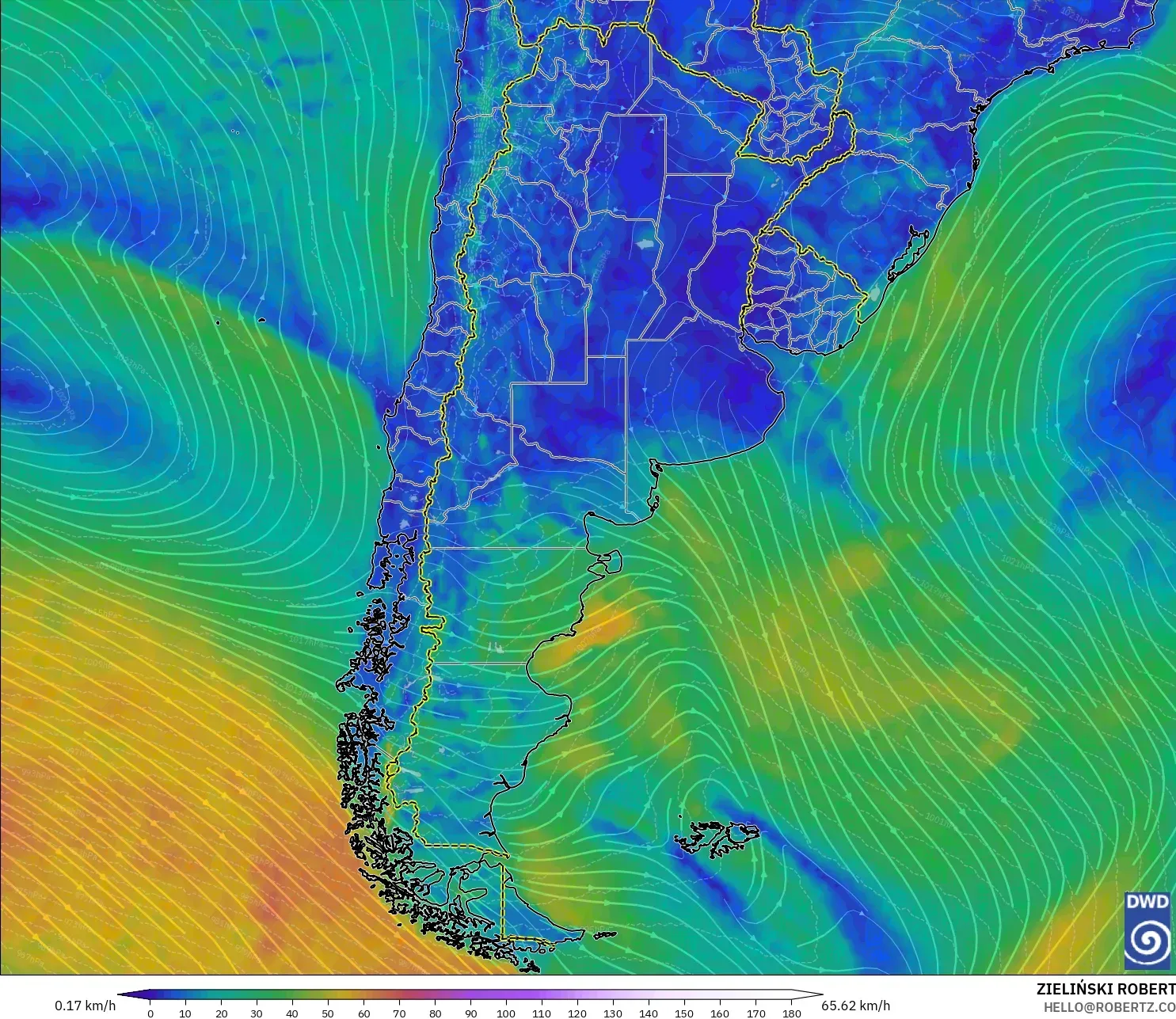 ICON model - Argentina, Angin 10 m