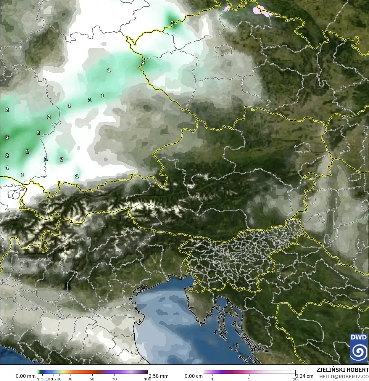 ICON model - Austria, Curah Hujan, Awan, dan Tekanan
