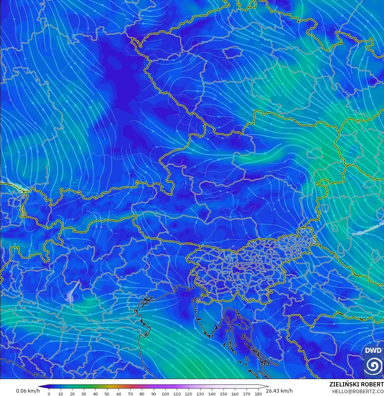 ICON model - Austria, Angin 10 m