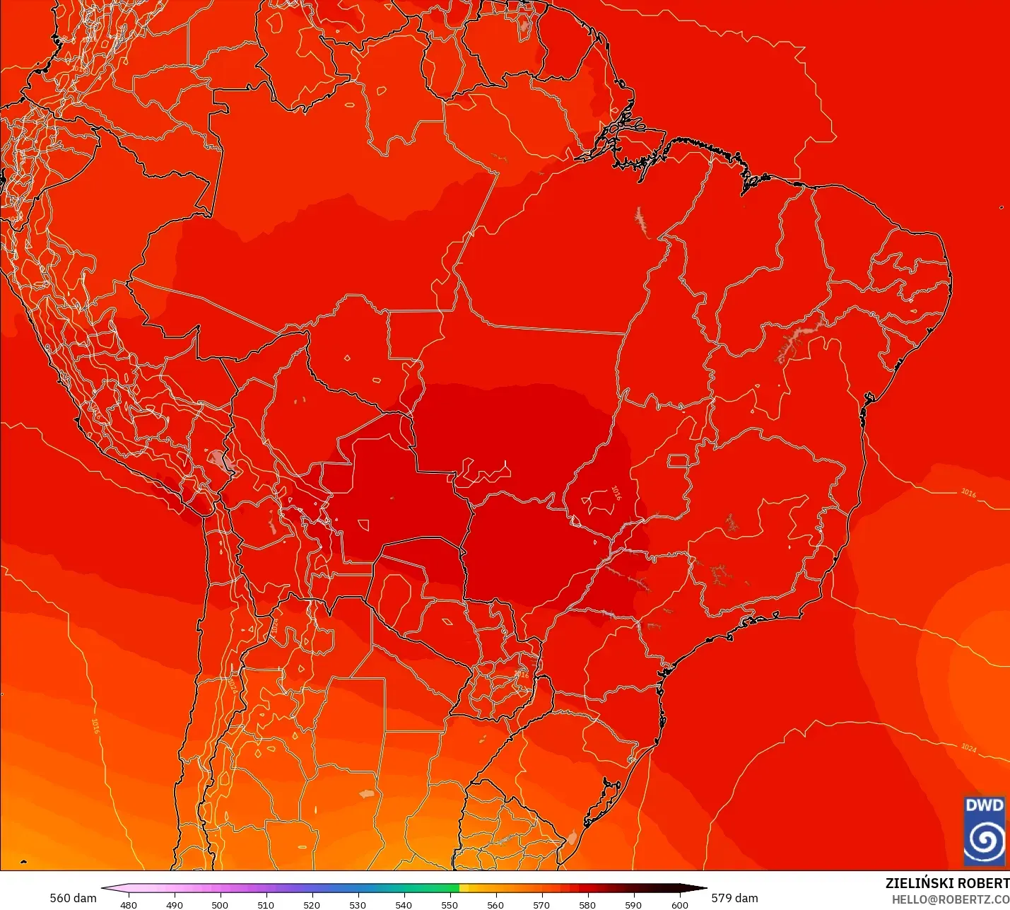 ICON model - Brasil, Ketinggian geopotensial pada 500 hPa