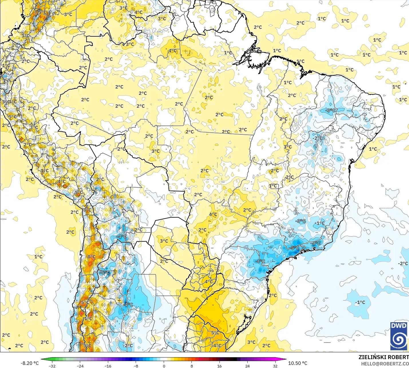 ICON model - Brasil, Anomali Suhu 2 m
