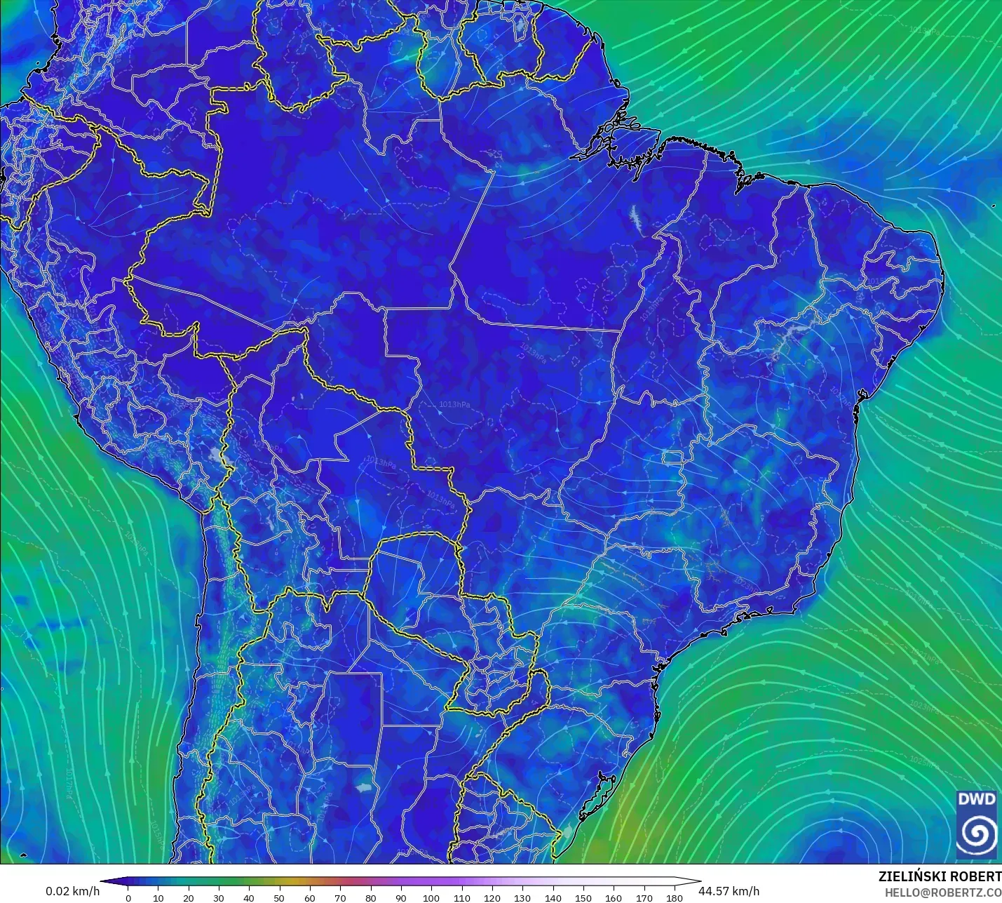 ICON model - Brasil, Angin 10 m