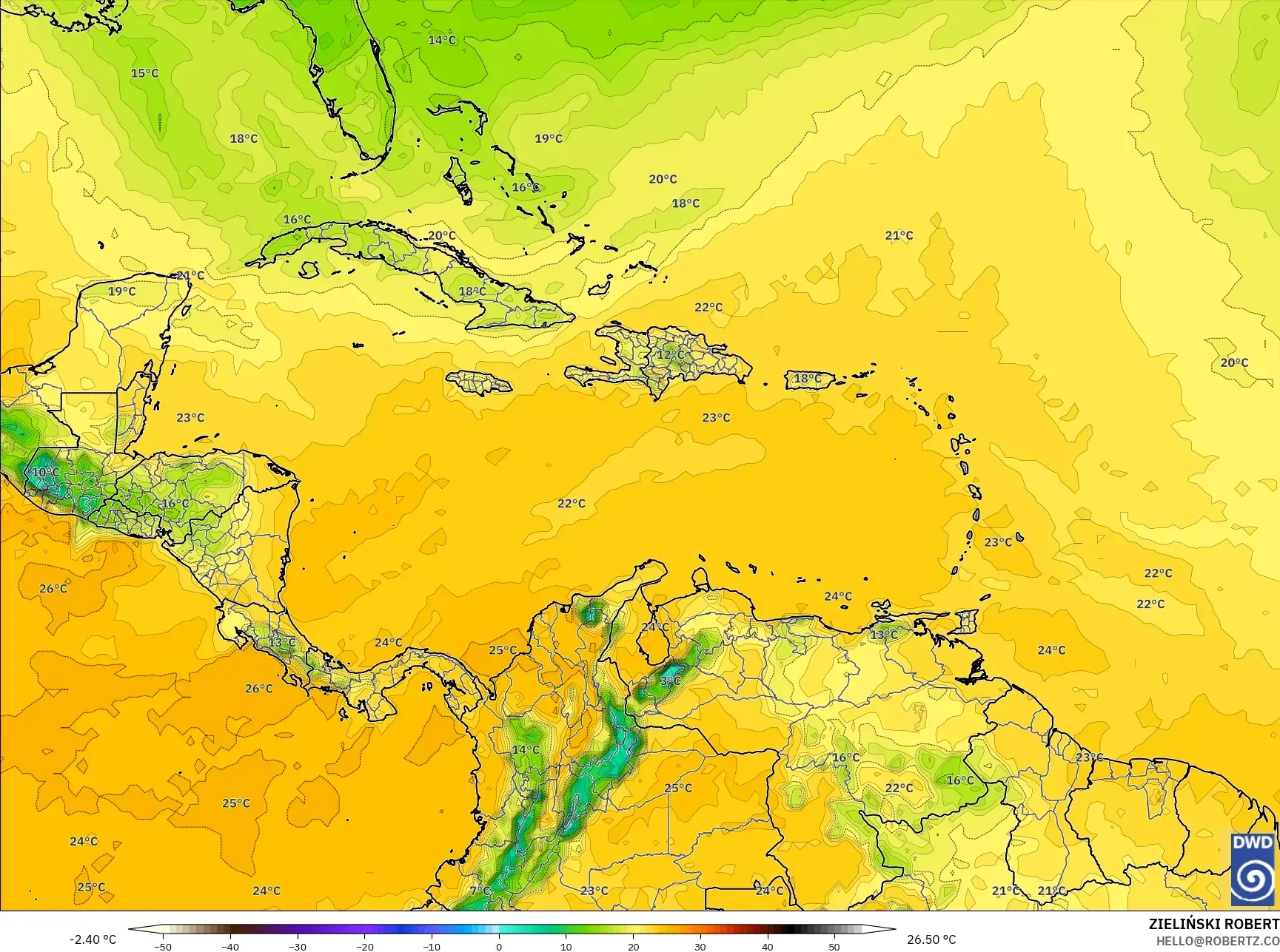 ICON model - Karibia, Titik Embun 2 m