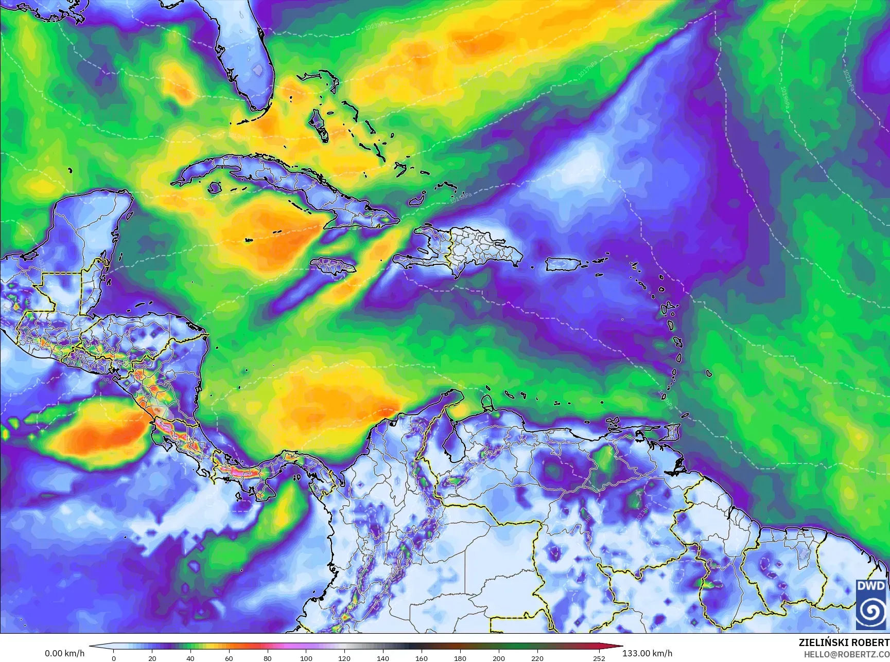 ICON model - Karibia, Puncak Hembusan