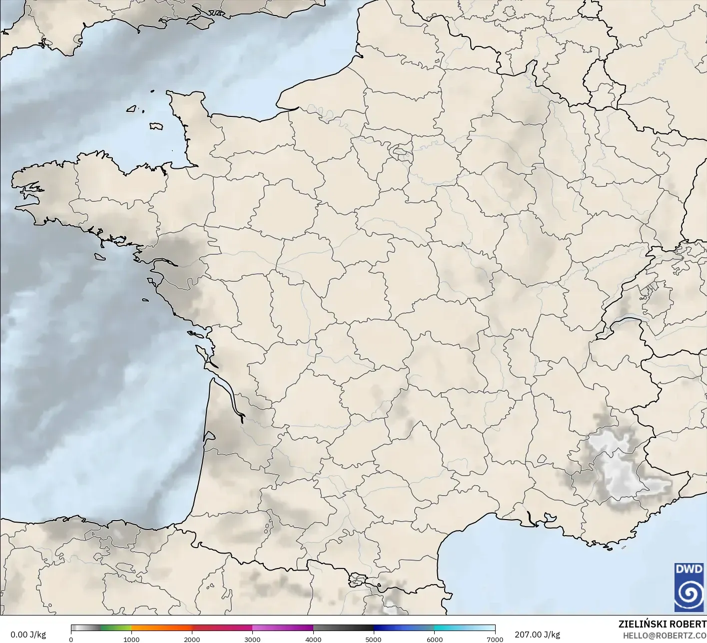 ICON model - Prancis, CAPE