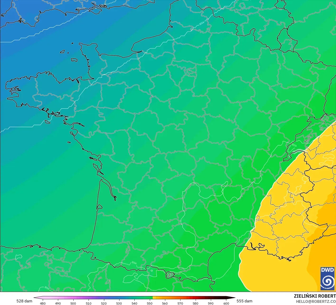 ICON model - Prancis, Ketinggian geopotensial pada 500 hPa