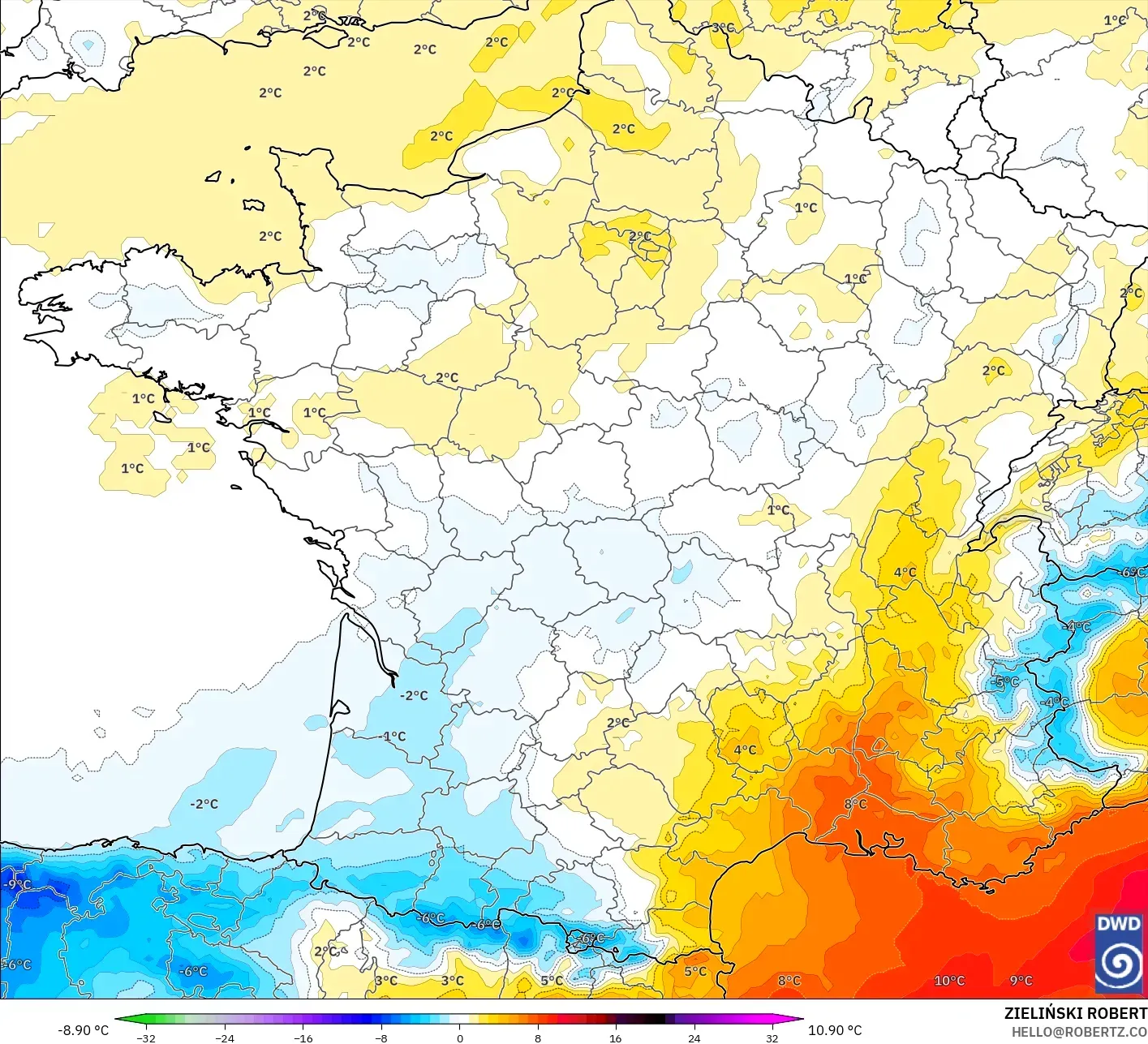 ICON model - Prancis, Anomali Suhu 850 hPa