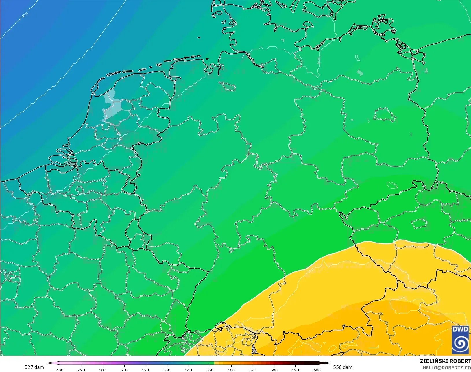 ICON model - Jerman, Ketinggian geopotensial pada 500 hPa