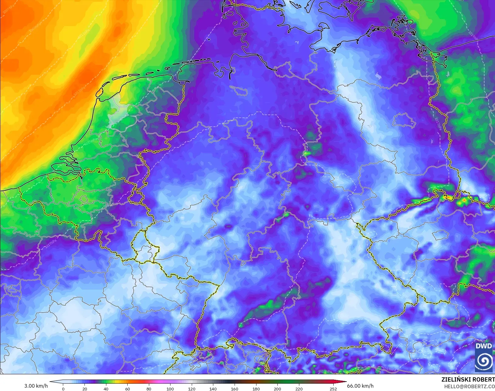 ICON model - Jerman, Hembusan Angin