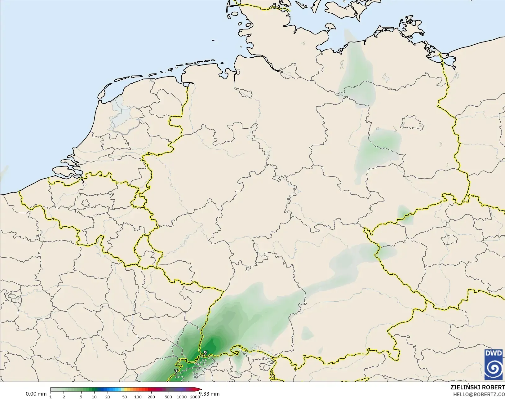 ICON model - Jerman, Akumulasi Curah Hujan