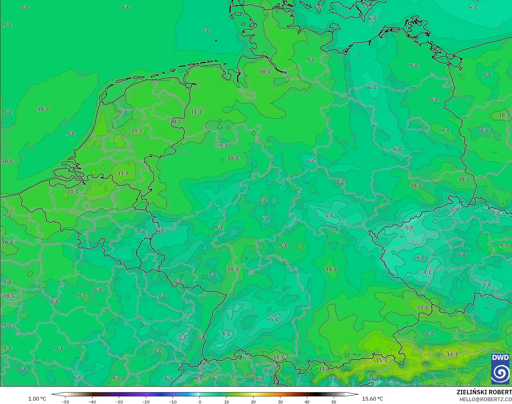 ICON model - Jerman, Suhu 2 m