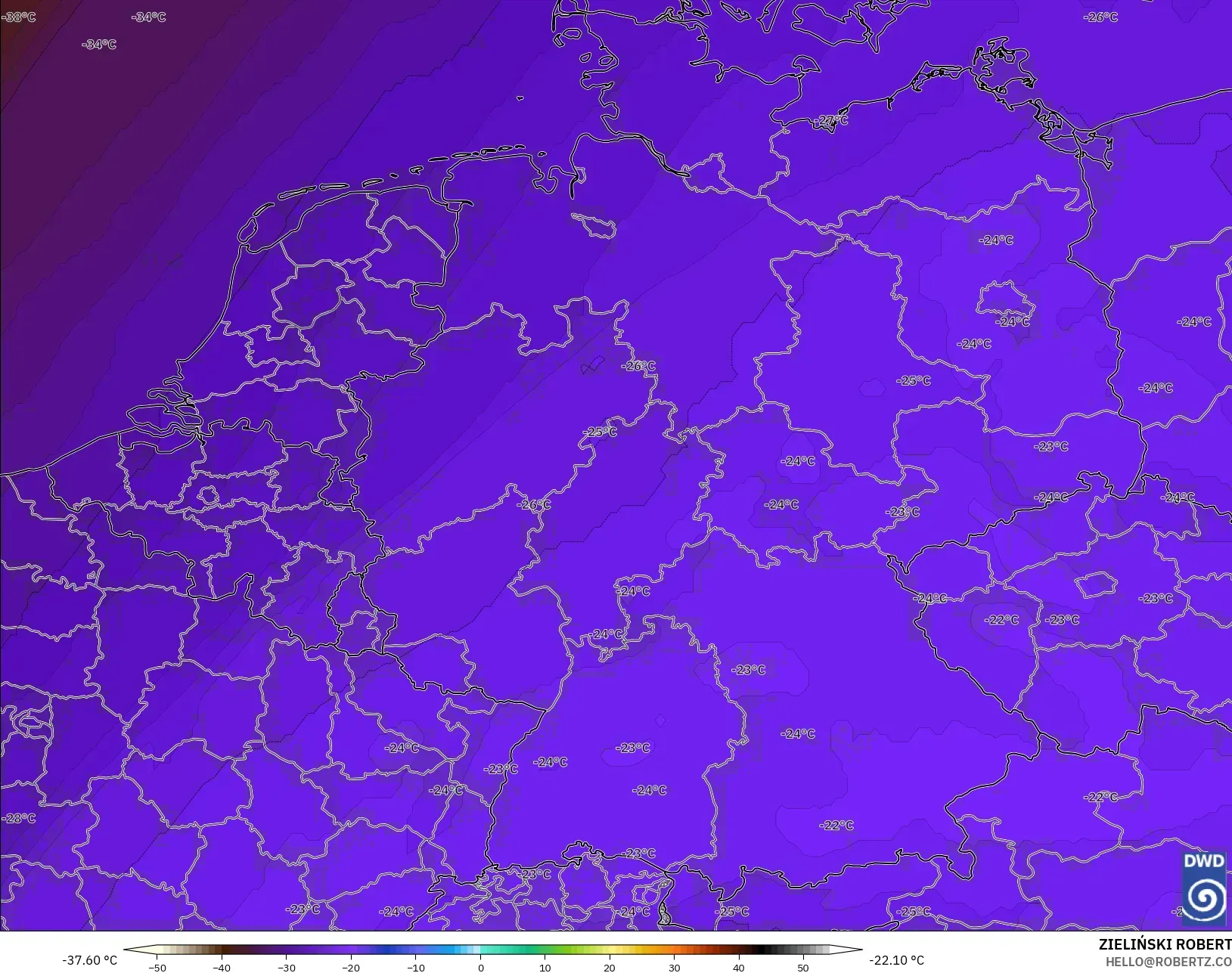 ICON model - Jerman, Suhu 500 hPa
