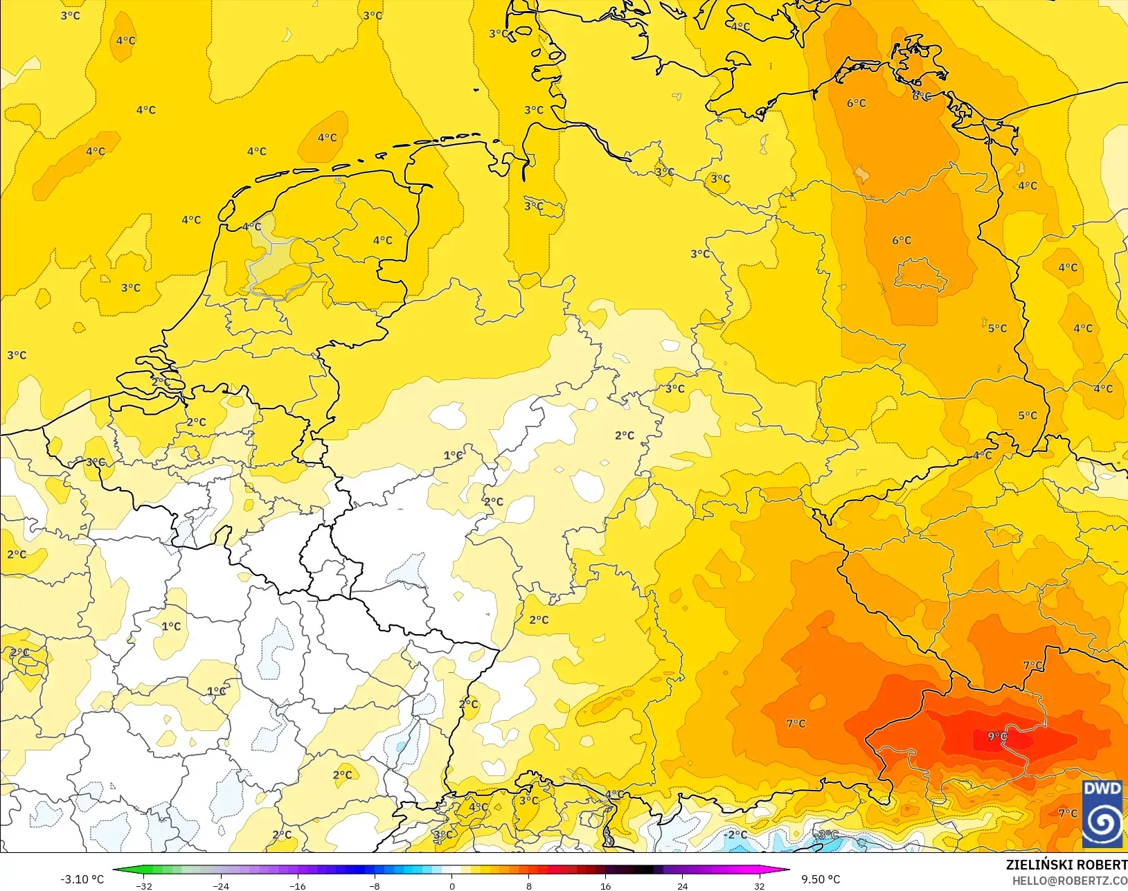 ICON model - Jerman, Anomali Suhu 850 hPa