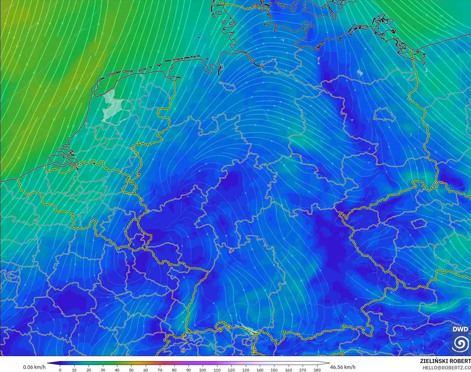 ICON model - Jerman, Angin 10 m