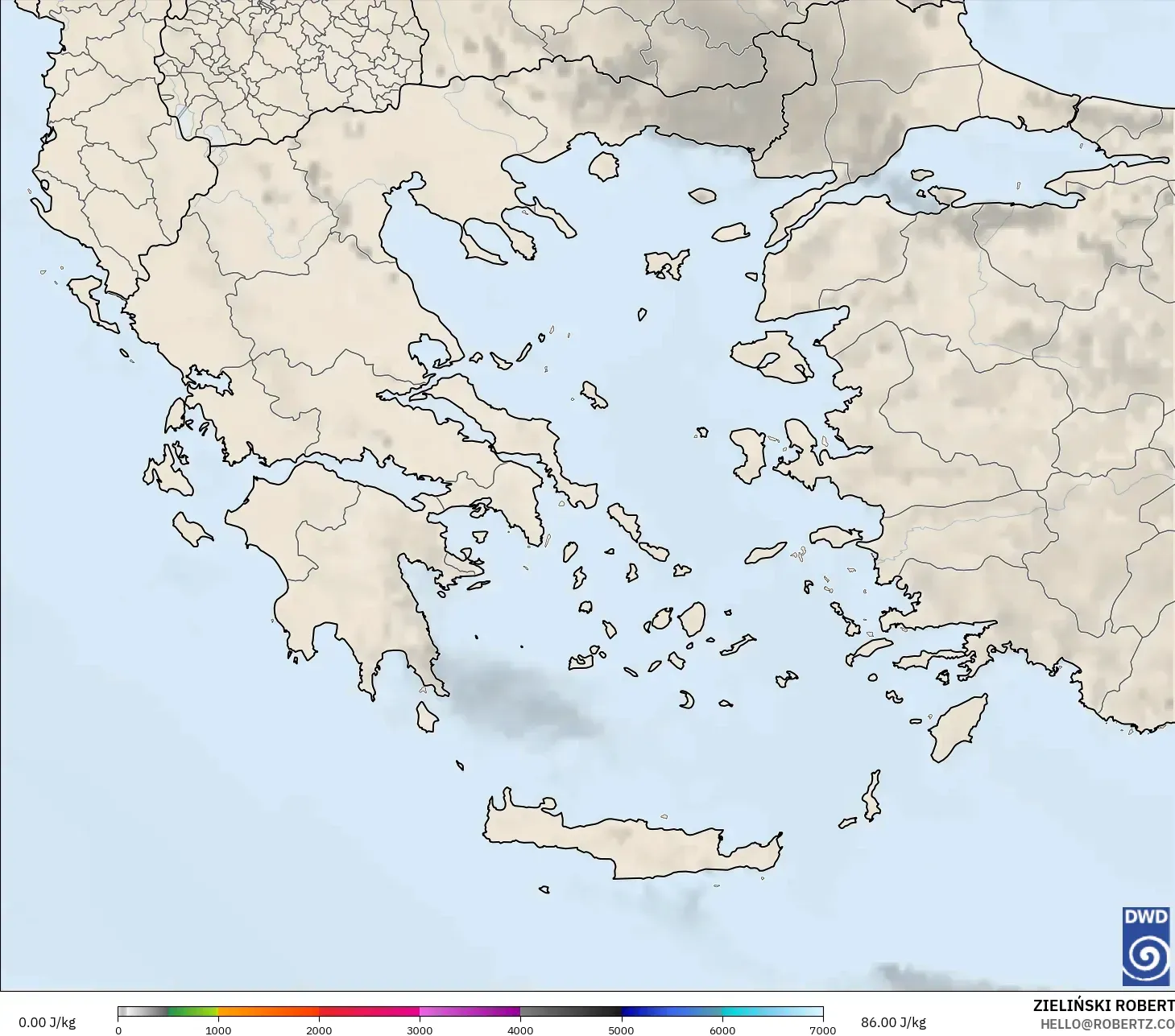 ICON model - Yunani, CAPE