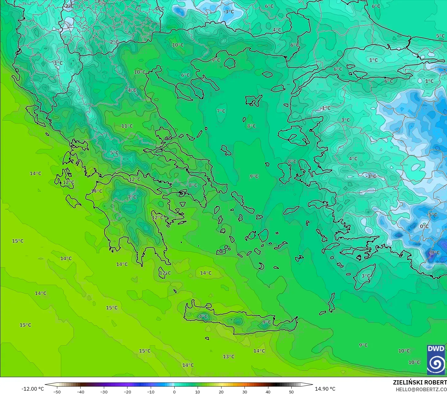 ICON model - Yunani, Titik Embun 2 m