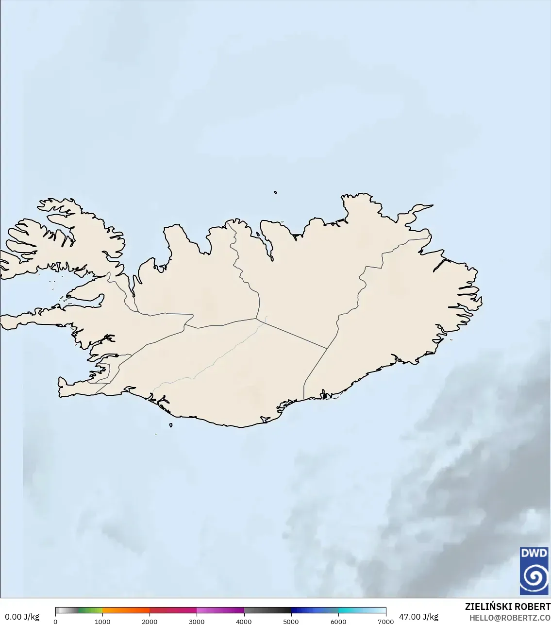 ICON model - Islandia, CAPE
