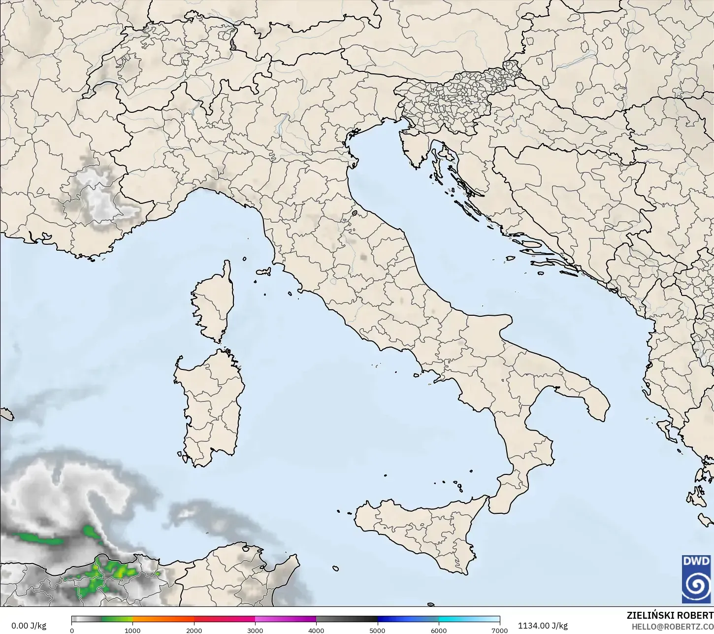 ICON model - Italia, CAPE