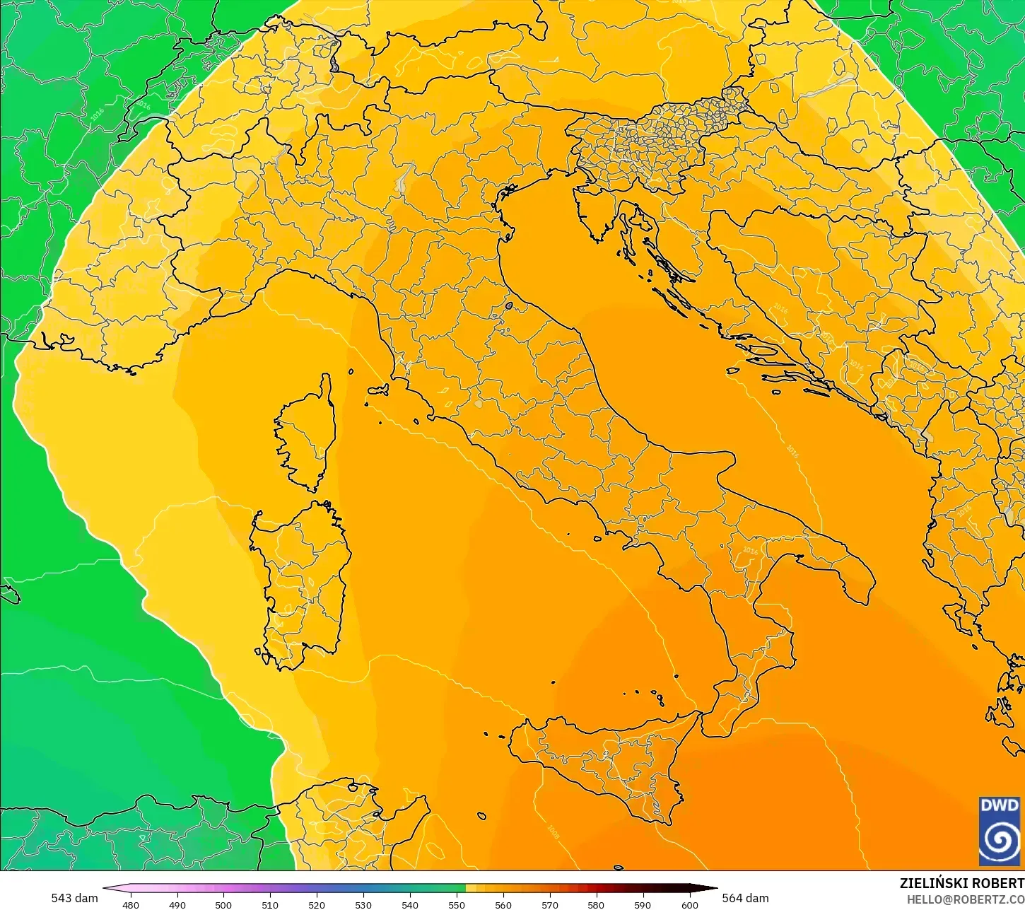 ICON model - Italia, Ketinggian geopotensial pada 500 hPa