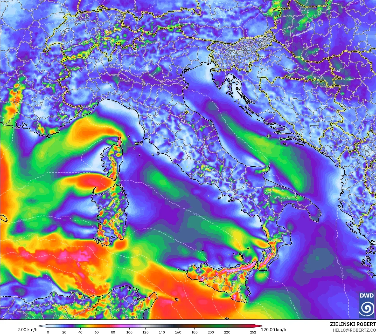 ICON model - Italia, Puncak Hembusan