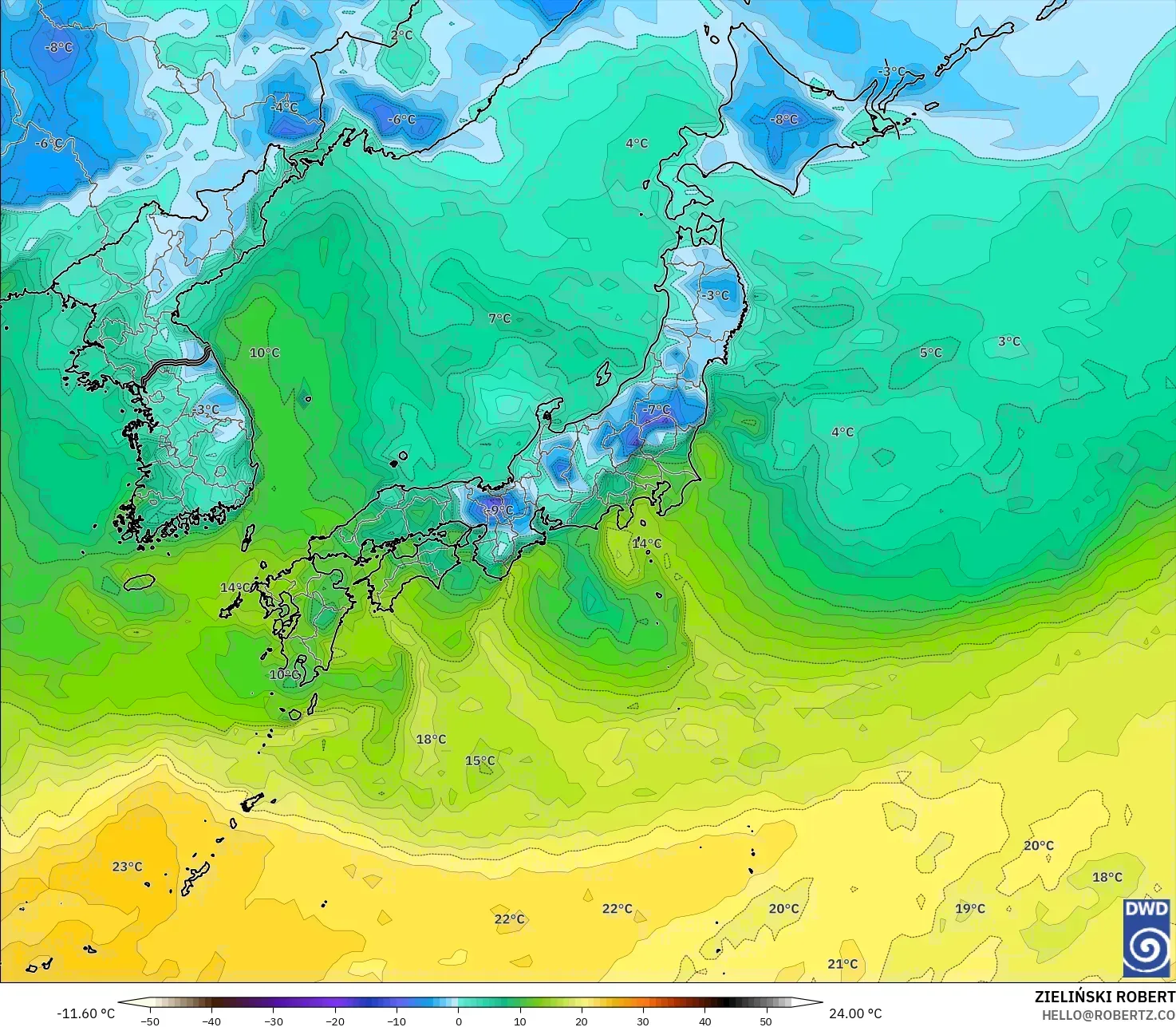 ICON model - Jepang, Titik Embun 2 m