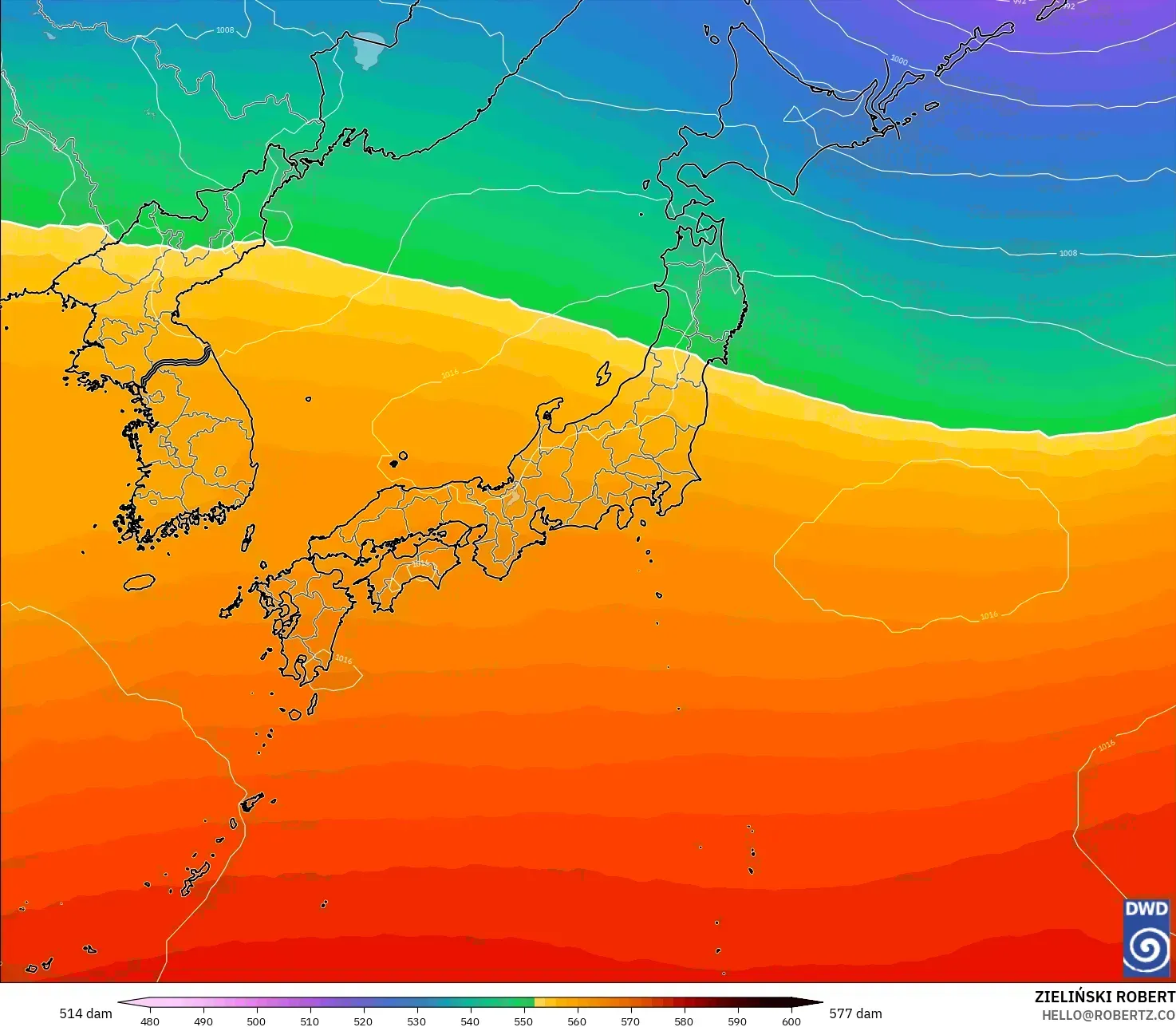 ICON model - Jepang, Ketinggian geopotensial pada 500 hPa