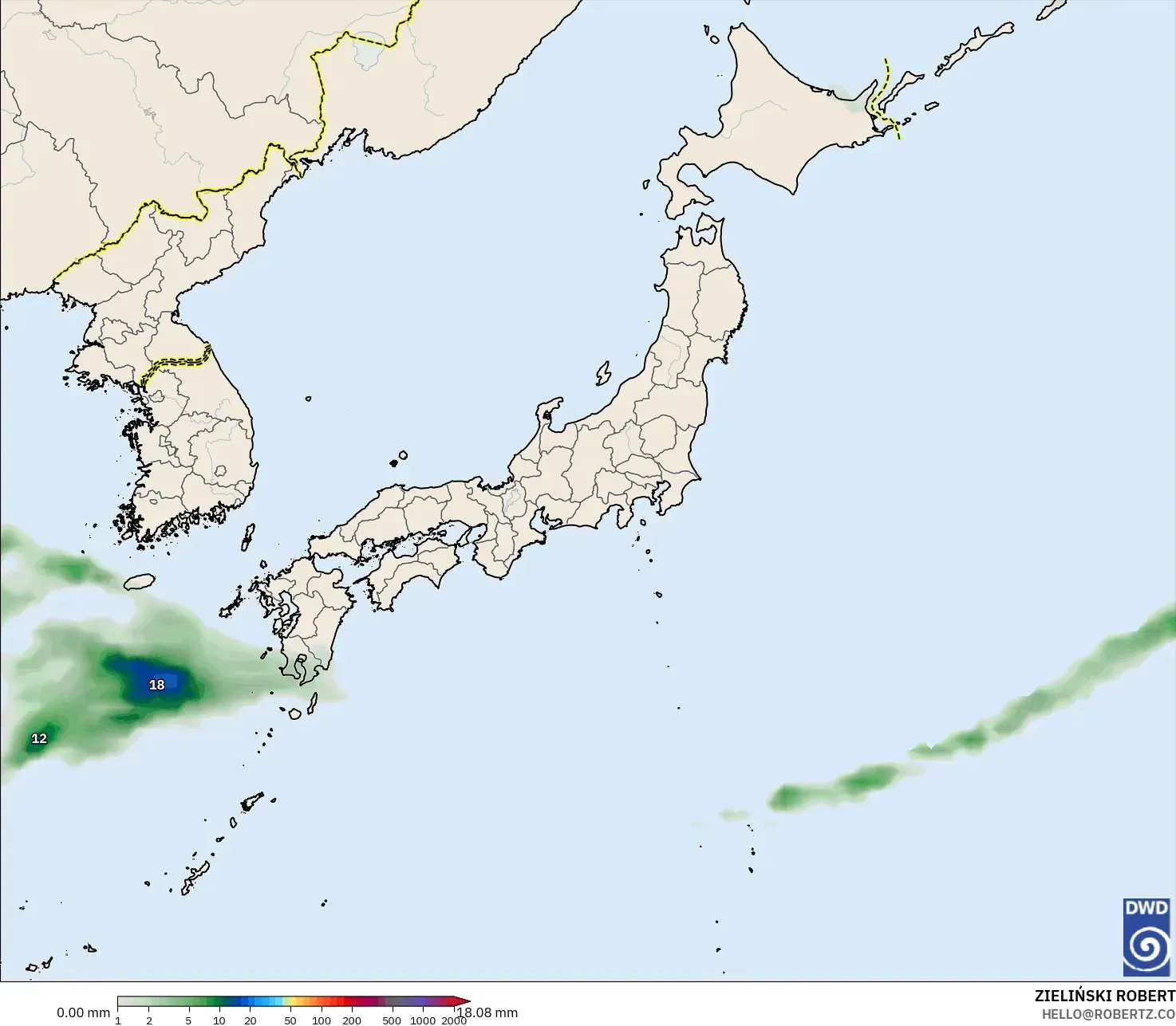 ICON model - Jepang, Akumulasi Curah Hujan