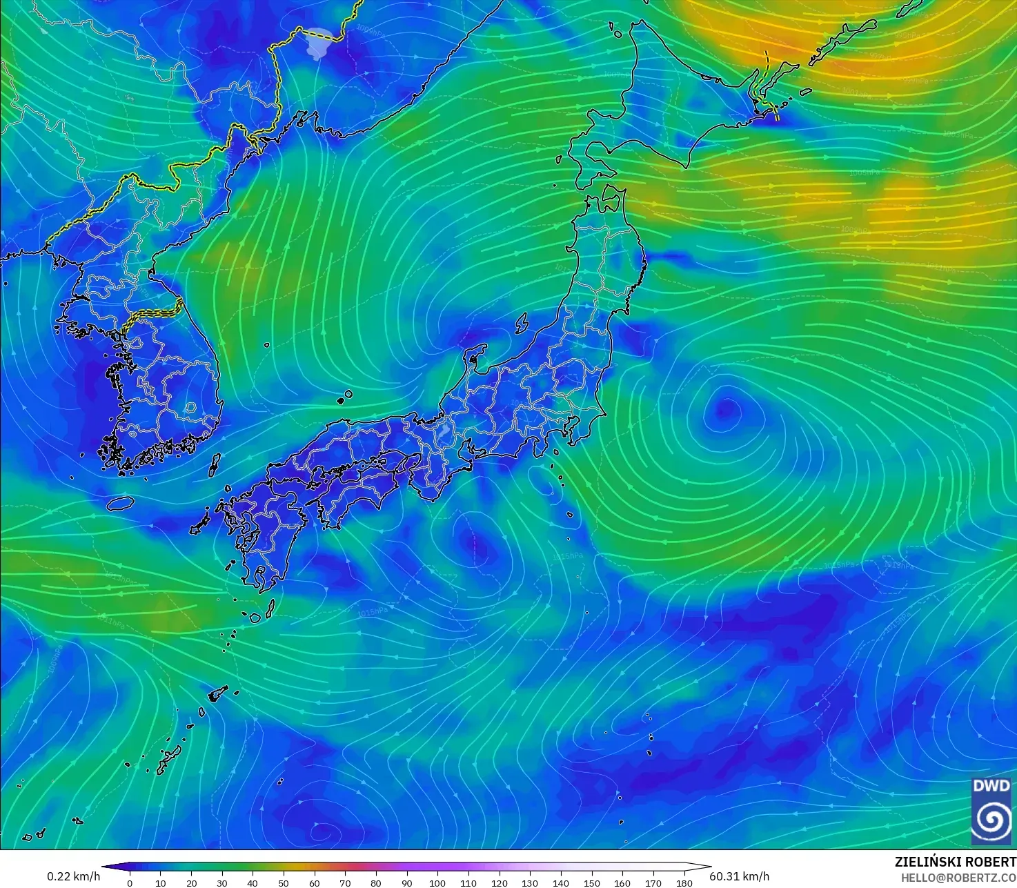 ICON model - Jepang, Angin 10 m