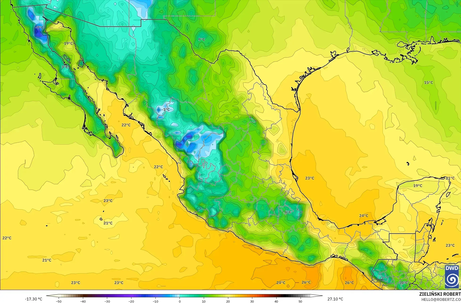 ICON model - Meksiko, Titik Embun 2 m