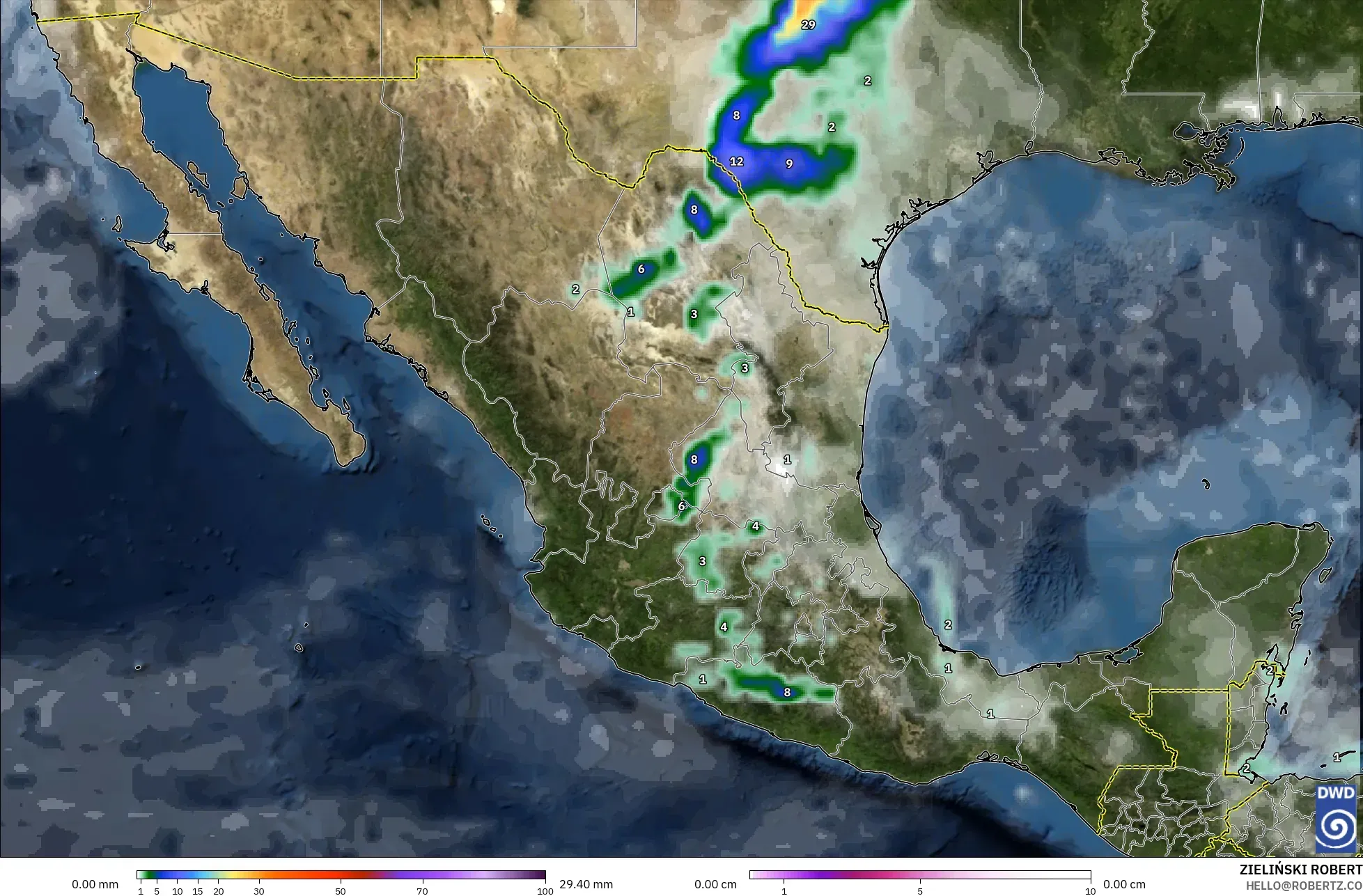 ICON model - Meksiko, Curah Hujan, Awan, dan Tekanan