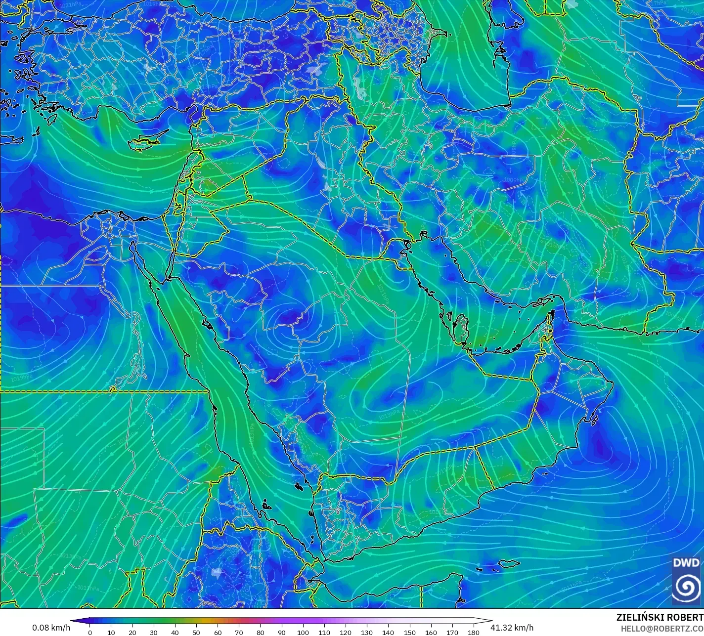 ICON model - Timur Tengah, Angin 10 m