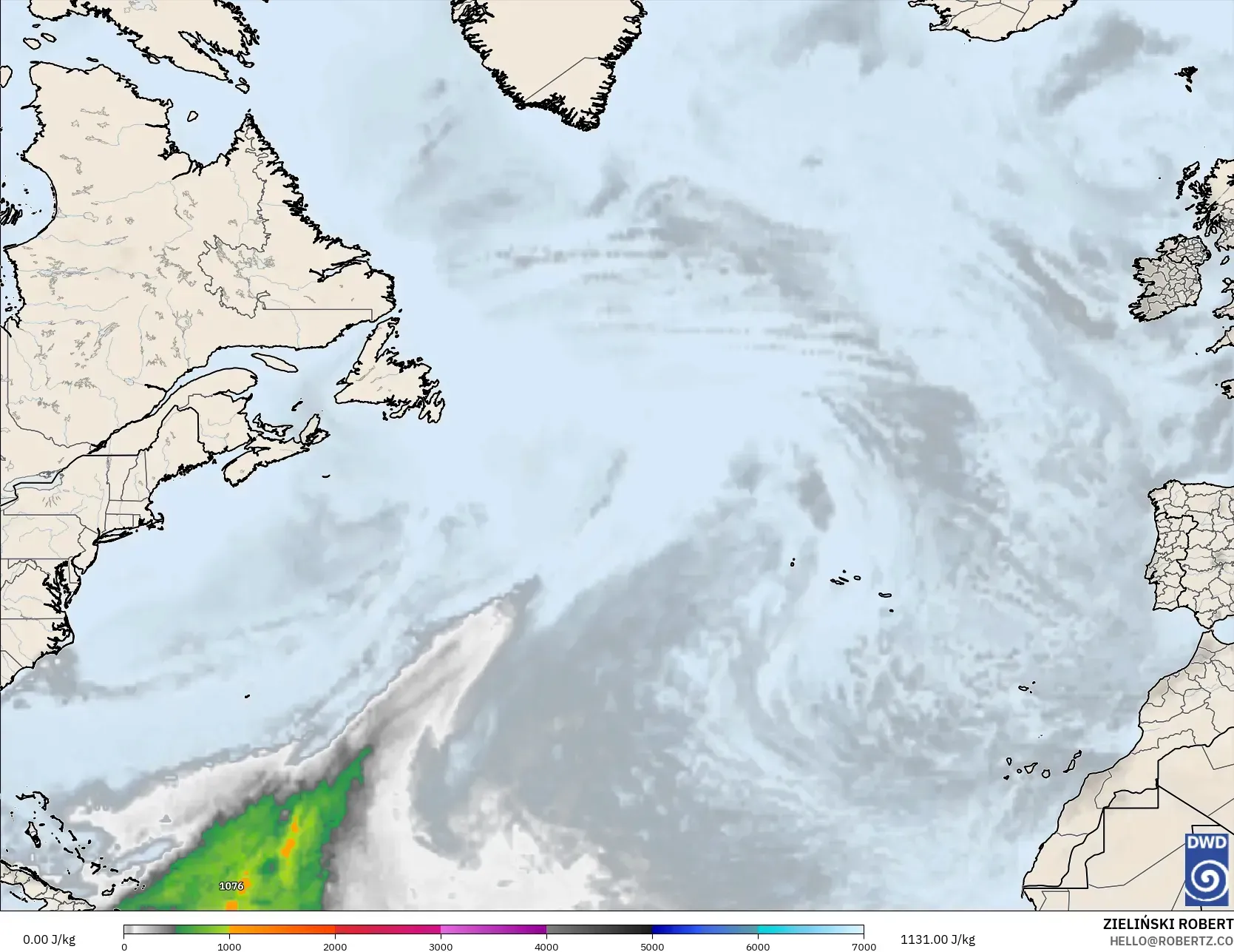 ICON model - Atlantik Utara, CAPE