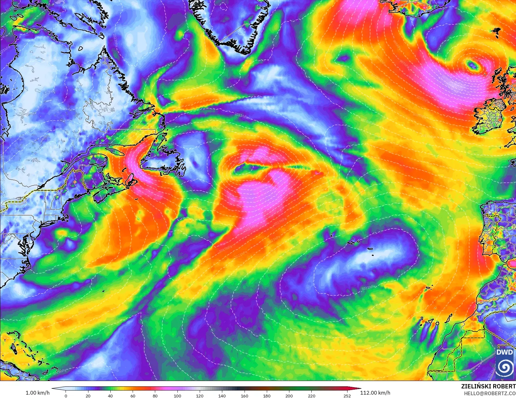 ICON model - Atlantik Utara, Hembusan Angin