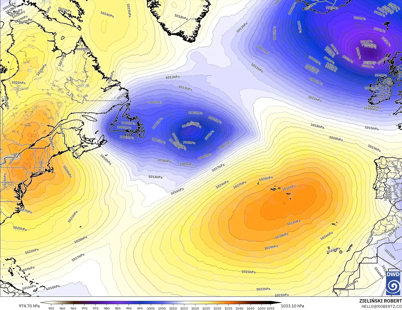 ICON model - Atlantik Utara, Tekanan