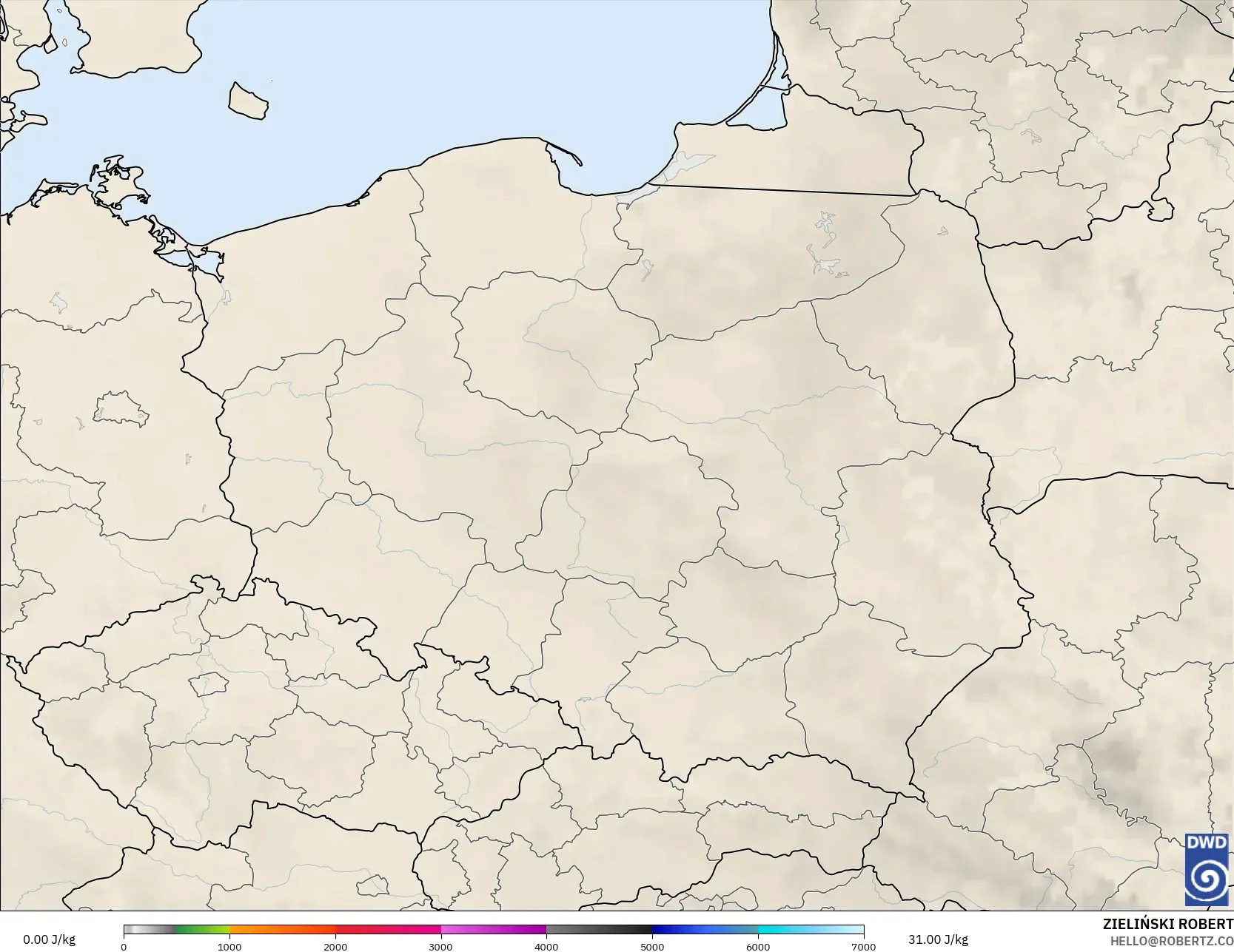 ICON model - Polandia, CAPE