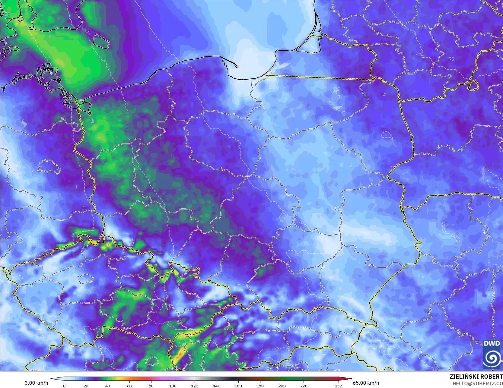 ICON model - Polandia, Hembusan Angin