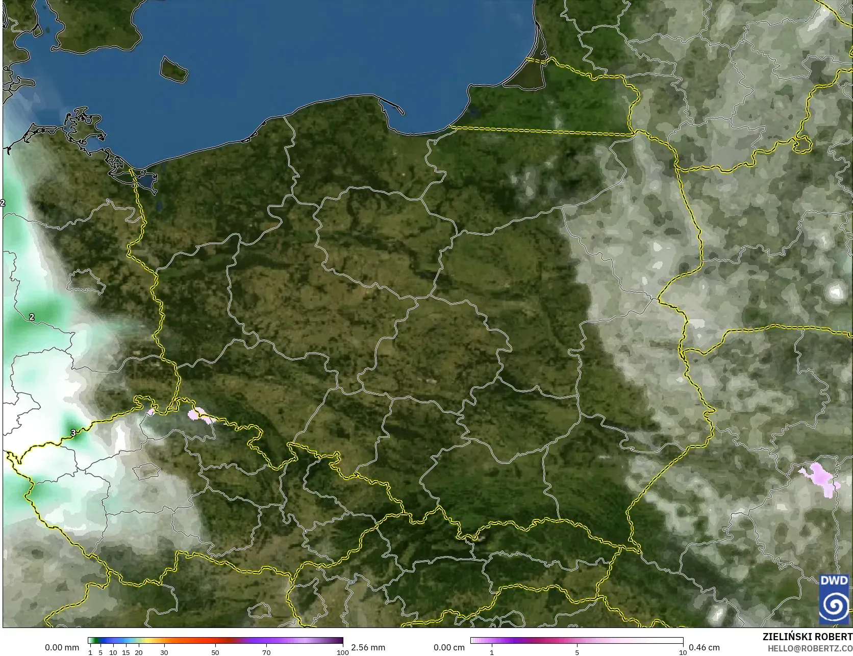 ICON model - Polandia, Curah Hujan, Awan, dan Tekanan