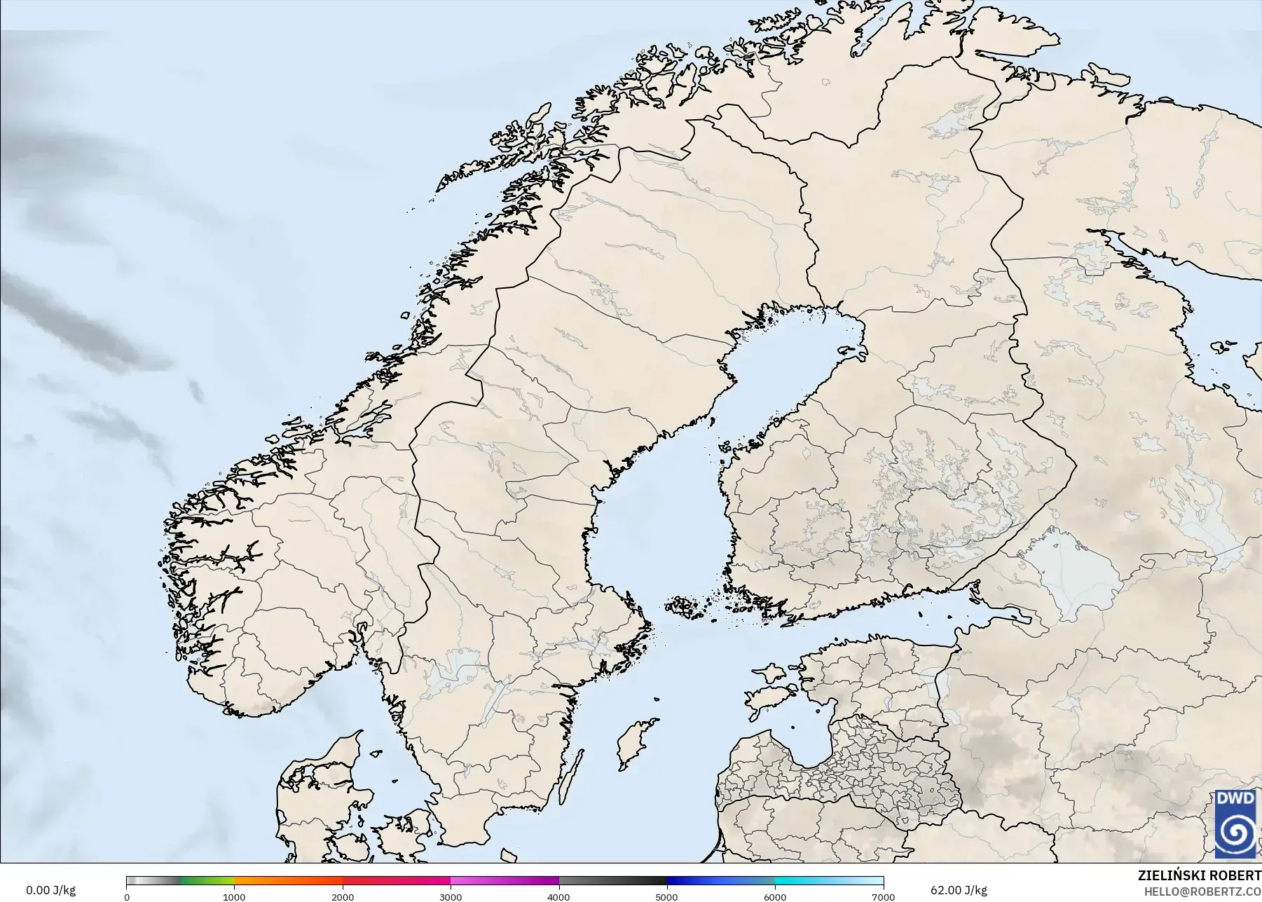 ICON model - Skandinavia, CAPE