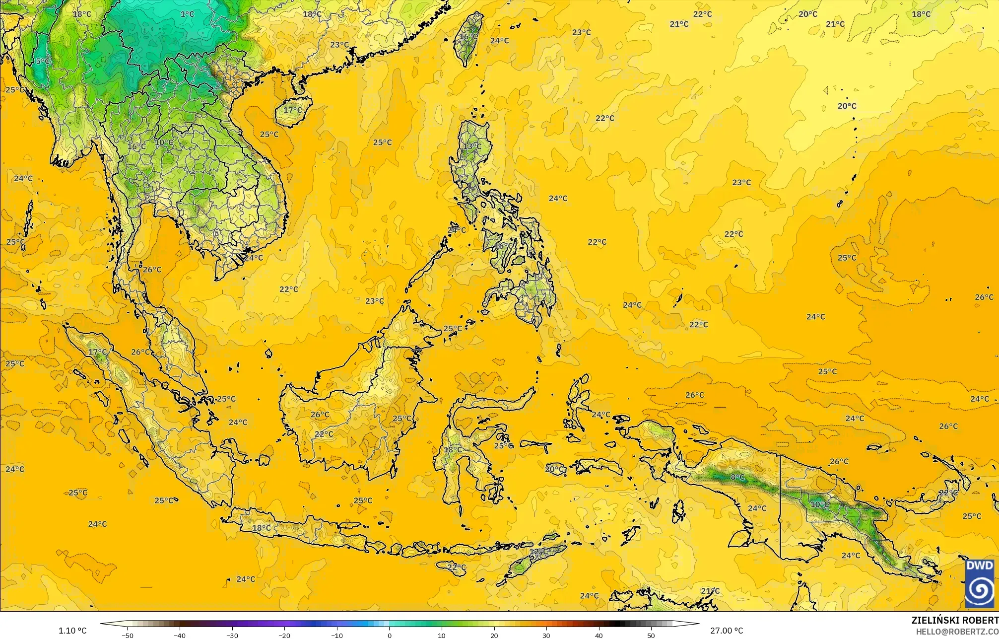 ICON model - Asia Tenggara, Titik Embun 2 m
