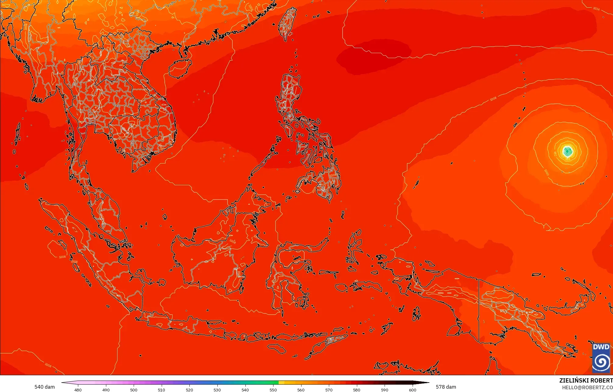 ICON model - Asia Tenggara, Ketinggian geopotensial pada 500 hPa