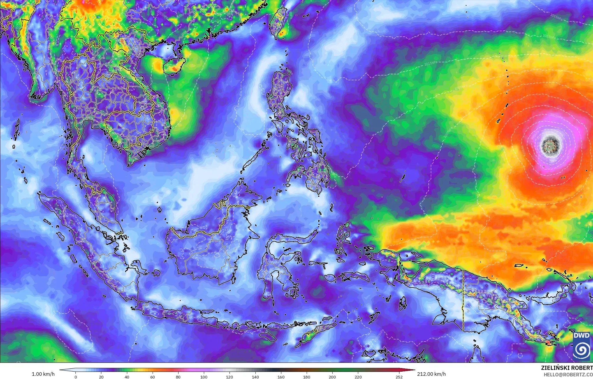 ICON model - Asia Tenggara, Hembusan Angin