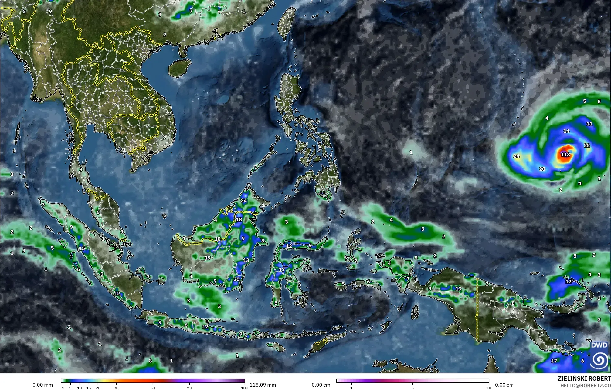 ICON model - Asia Tenggara, Curah Hujan, Awan, dan Tekanan