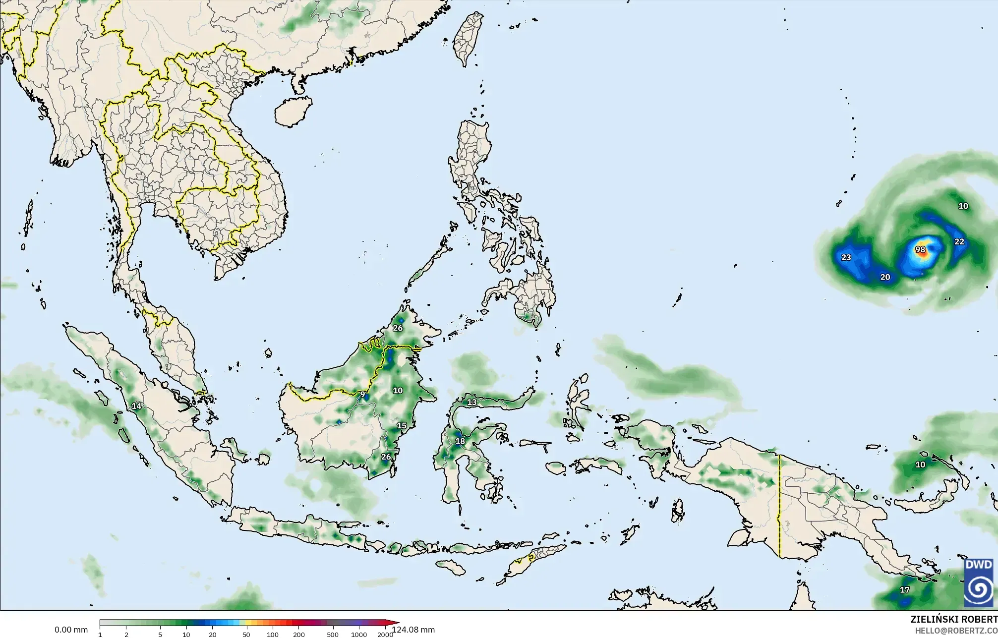ICON model - Asia Tenggara, Akumulasi Curah Hujan