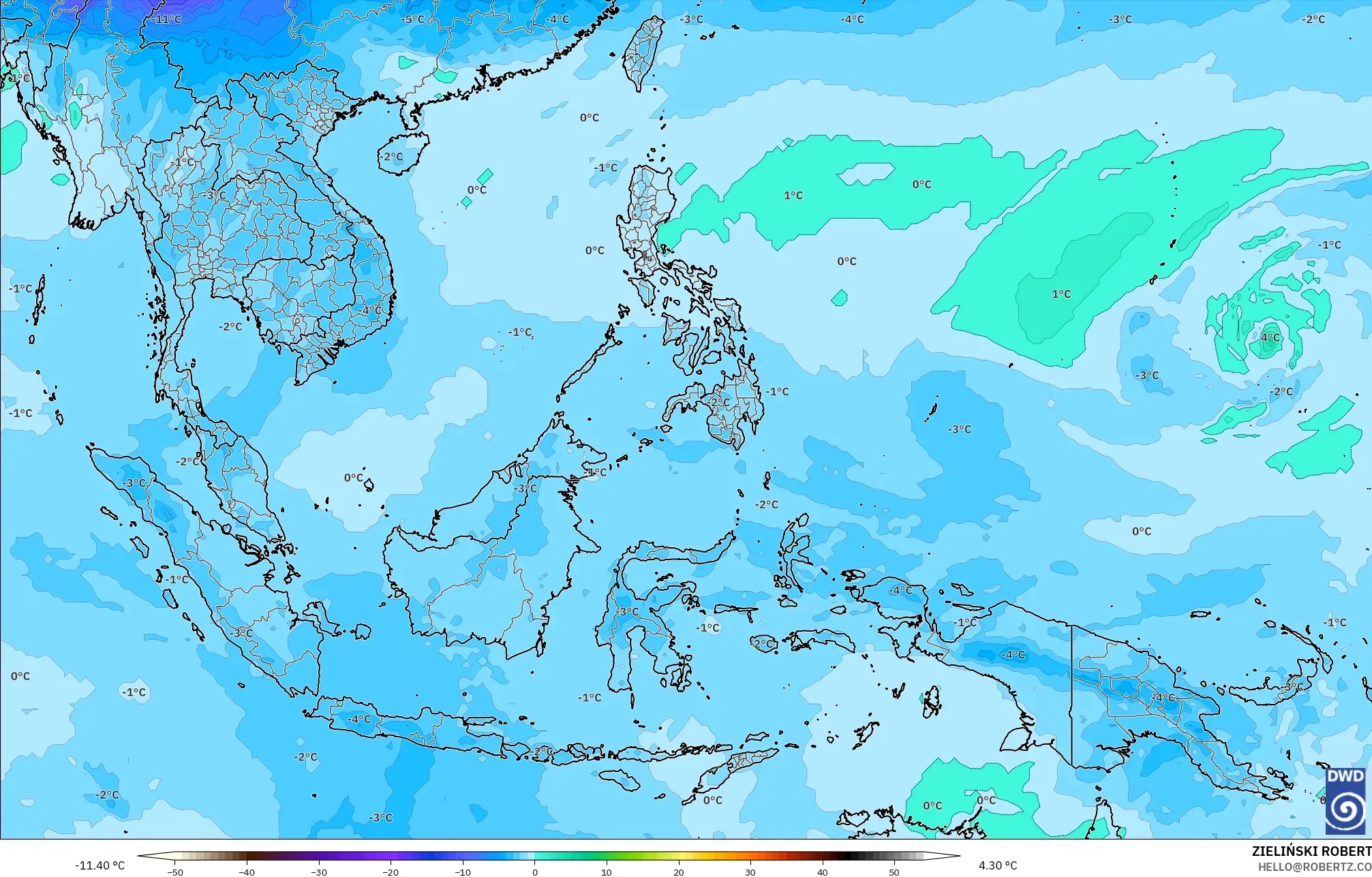 ICON model - Asia Tenggara, Suhu 500 hPa
