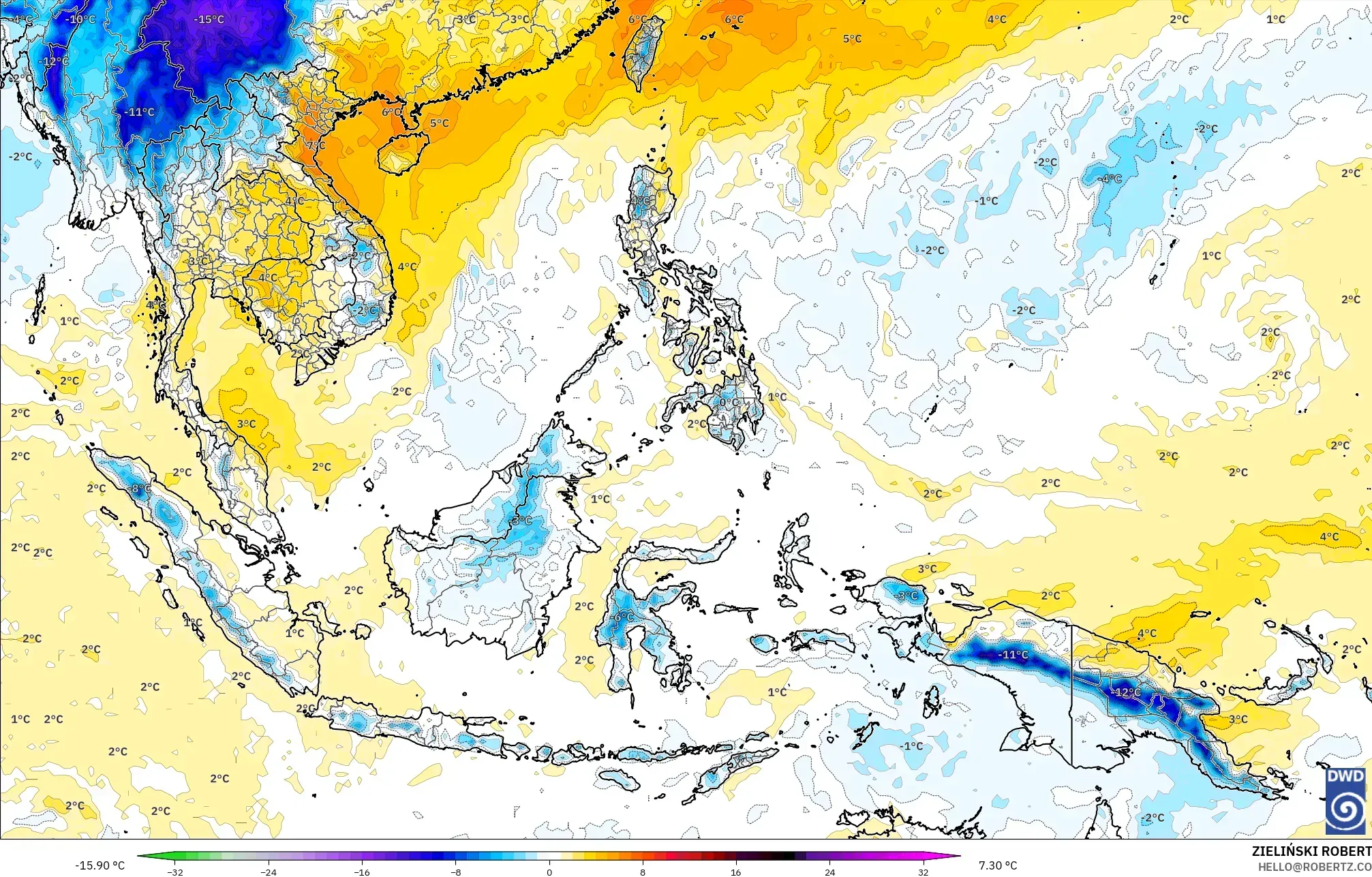 ICON model - Asia Tenggara, Anomali Suhu 850 hPa
