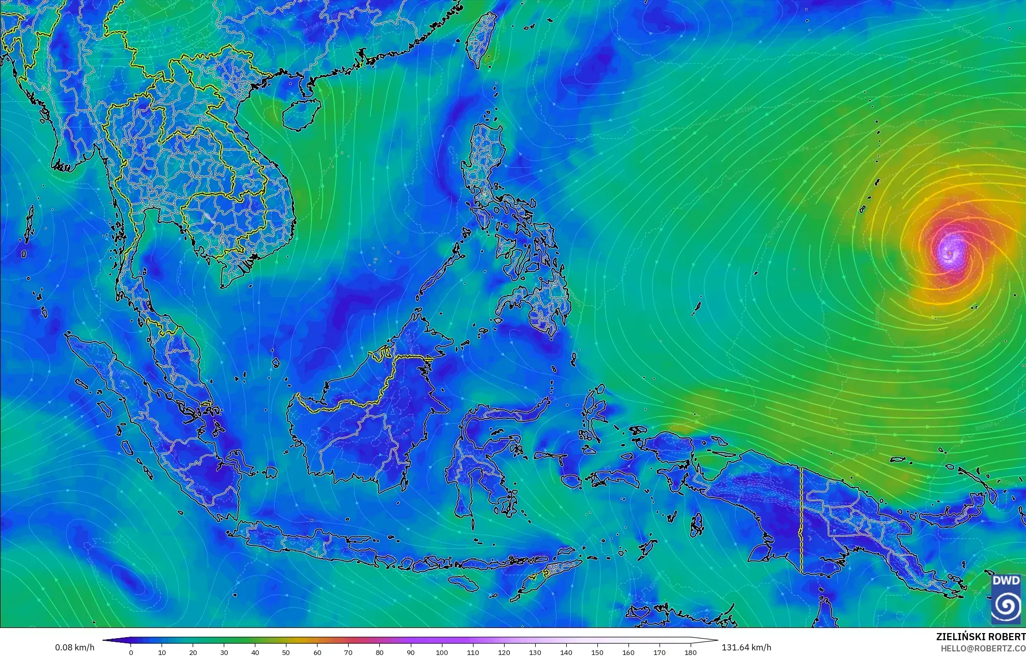 ICON model - Asia Tenggara, Angin 10 m