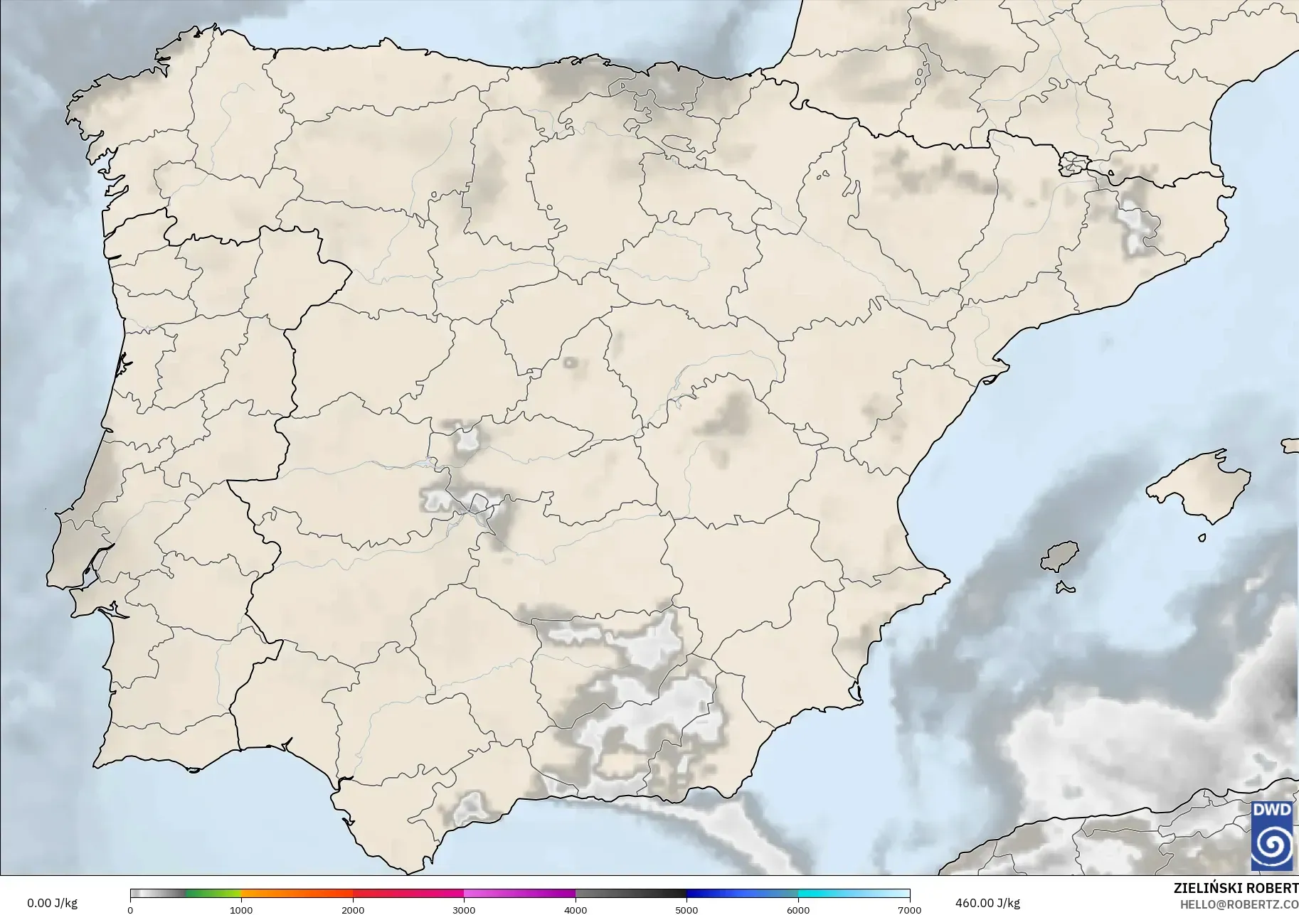 ICON model - Spanyol, CAPE